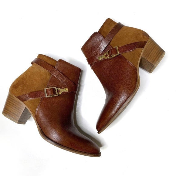 Jonak Leather Suede Ankle Heeled Boots Brown 37 - Picture 2 of 8